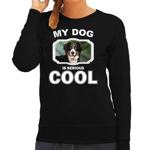 Berner sennen honden sweater / trui my dog is serious cool zwart voor dames