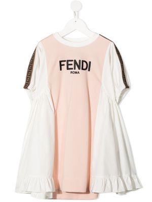 Fendi Kids robe à logo brodé - Rose