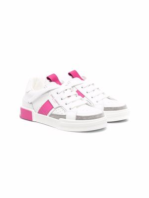 Dolce & Gabbana Kids baskets colour block en cuir - Blanc