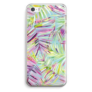 Tropical Palms Blue: iPhone 5 / 5S / SE Transparant Hoesje