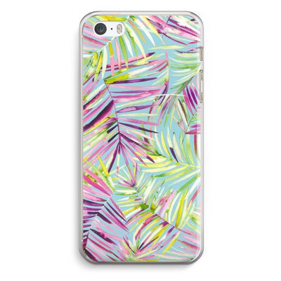 Tropical Palms Blue: iPhone 5 / 5S / SE Transparant Hoesje