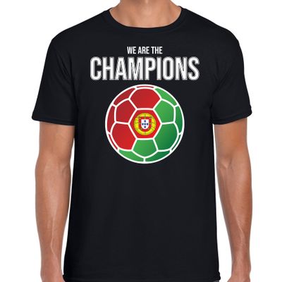 Portugal EK/ WK supporter t-shirt we are the champions met Portugese voetbal zwart heren