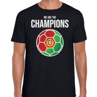 Portugal EK/ WK supporter t-shirt we are the champions met Portugese voetbal zwart heren - thumbnail