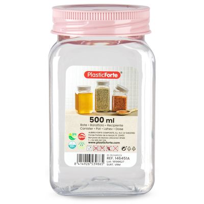 Voorraadpot/bewaarpot - 500 ml - kunststof - oud roze - B7 x H13 cm