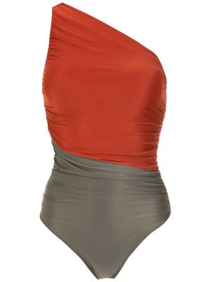 Brigitte maillot de bain bicolore à design à une épaule - Marron