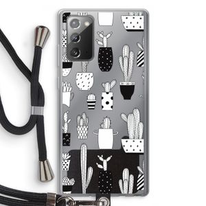 Cactusmotief: Samsung Galaxy Note 20 / Note 20 5G Transparant Hoesje met koord