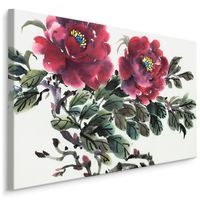 Schilderij - Geschilderde rode rozen, print op canvas - thumbnail