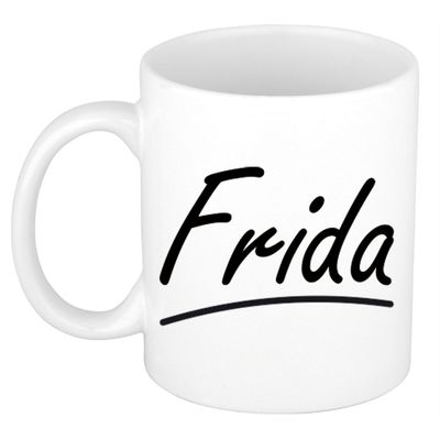 Naam cadeau mok / beker Frida met sierlijke letters 300 ml Naam cadeau mok / beker Frida met sierlijke letters 300 ml