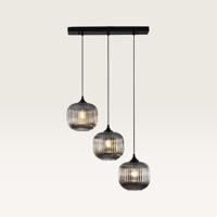 Hanglamp Virello vetro fumé IIl - Drie bollen van geribbeld rookglas met een speels effect - Zonder lichtbron