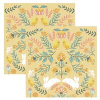 Paas thema servetten Ornament Easter - 40x - geel - 33 x 33 cm - feestservetten - Paasontbijt