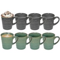 Secret de gourmet Koffiemokken - 8x stuks - 200 ml - kleuren gemixt
