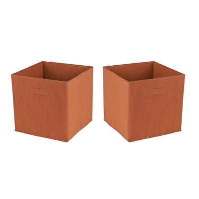 Opbergmand/kastmand Square Box - 2x - karton/kunststof - 29 liter - oranje - 31 x 31 cm