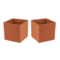 Opbergmand/kastmand Square Box - 2x - karton/kunststof - 29 liter - oranje - 31 x 31 cm