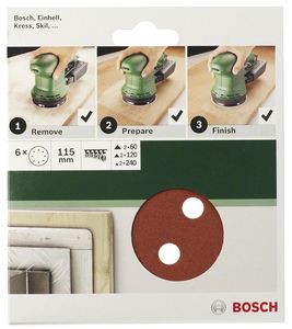 Bosch Accessories 2609256A20 Excenterschuurpapier Met klittenband, Geperforeerd Korrelgrootte 240 (Ø) 115 mm 5 stuk(s)