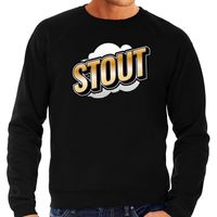 Stout fun tekst sweater voor heren zwart in 3D effect - thumbnail