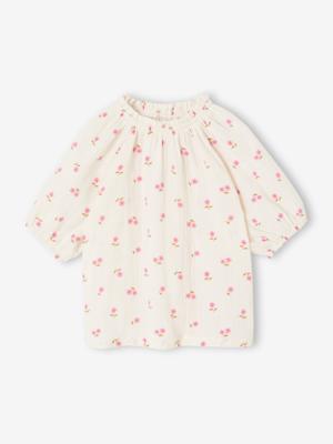 Blouse voor meisjes van katoengaas vanille