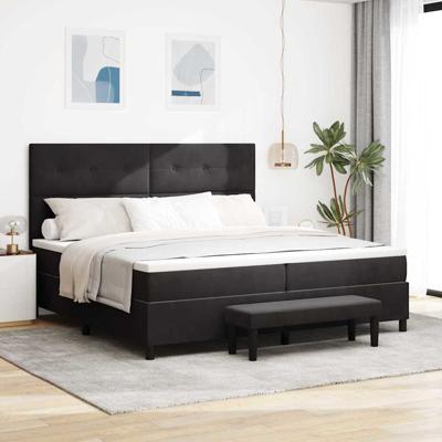 Boxspringbed met Matras & Bank Zwart 200x200 cm Velvet