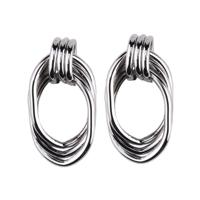 Vintage trendy punk metal Circle Stud oorbel voor vrouwen (zilver)