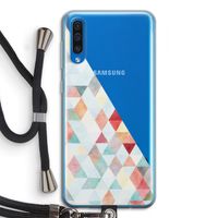 Gekleurde driehoekjes pastel: Samsung Galaxy A50 Transparant Hoesje met koord Gekleurde driehoekjes pastel: Samsung Galaxy A50 Transparant Hoesje met koord