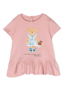 POLO RALPH LAUREN KIDS t-shirt volanté à logo Teddy-Bear - Rose