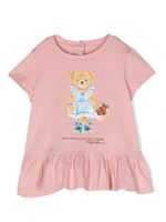 POLO RALPH LAUREN KIDS t-shirt volanté à logo Teddy-Bear - Rose - thumbnail