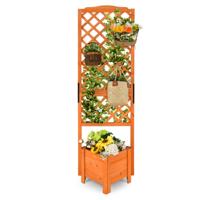 Bloembak met Rankrooster Plantenbak voor Klimplanten Verhoogd Bloembed met Spalier en Drainagegat Bloembak Tuinhekwerk Oranje