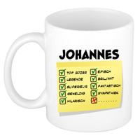 Naam mok Johannes - wit - top gozer - keramiek - 300 ml - cadeau collega beker