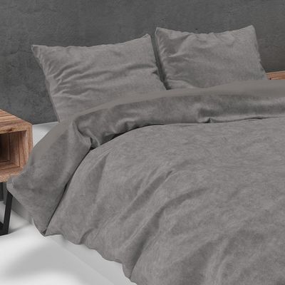 Sleeptime Dekbedovertrek Velvet Uni Grijs-2-persoons (200 x 200/220 cm)