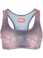 Diesel haut crop en jean à ornements strassés - Rose - thumbnail