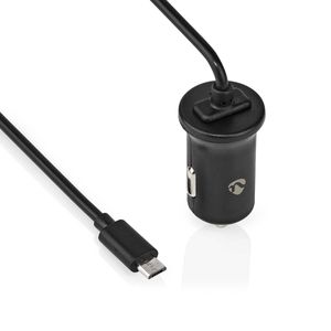 Auto-oplader | 2,4 A | Vaste kabel | micro-USB | Zwart