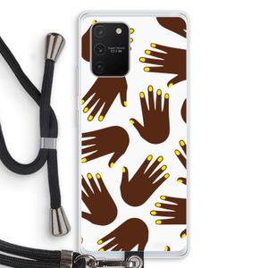 Hands dark: Samsung Galaxy S10 Lite Transparant Hoesje met koord