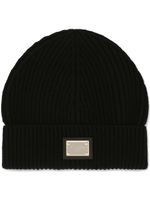 Dolce & Gabbana bonnet en cachemire à étiquette logo - Noir