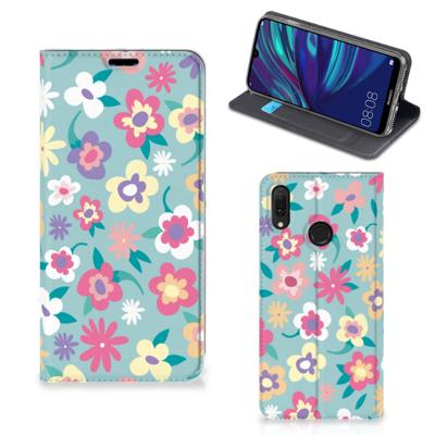 Huawei Y7 hoesje Y7 Pro (2019) Smart Cover Flower Power Huawei Y7 hoesje Y7 Pro (2019) Smart Cover Flower Power