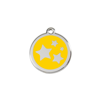 Star Yellow roestvrijstalen hondenpenning small/klein dia. 2 cm - RedDingo