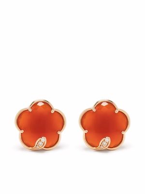 Pasquale Bruni puces d'oreilles Petit Joli en or rose 18ct ornées de diamants et cornaline