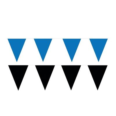 Feest versiering punt vlaggetjes pakket - 200 meter - blauw en zwart - slingers / vlaggenlijnen