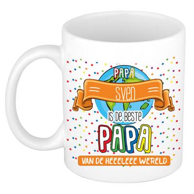 Naam mok papa Sven - wit - de beste - keramiek - 300 ml - Vaderdag/verjaardag