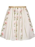 Giambattista Valli Ramage-print pleated miniskirt - Tons neutres