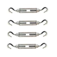Spanschroeven/draadspanner met 2 haken - 4x - 11 cm - verzinkt staal - 70kg