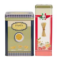 Pasta / spaghetti bewaarblik Nostagia set - blauw / groen - metaal - Italiaans - voorraadblik