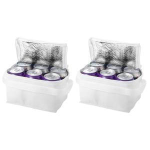 Kleine koeltas voor sixpack blikjes - 2x - 3,5 liter - wit - 20 x 15 x 12 cm - Lunchtrommel