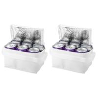 Kleine koeltas voor sixpack blikjes - 2x - 3,5 liter - wit - 20 x 15 x 12 cm - Lunchtrommel