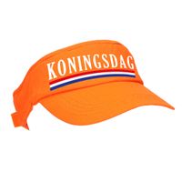 2x stuks oranje Koningsdag zonneklep met Nederlandse vlag voor dames en heren - thumbnail