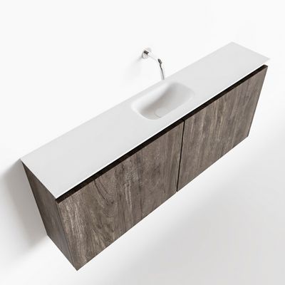 Toiletmeubel Mondiaz Ture | 120 cm | Meubelkleur Dark brown | Eden wastafel Talc Midden | Zonder kraangat