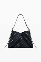 Middelgrote tas met leerlook en gespen - BLACK - U