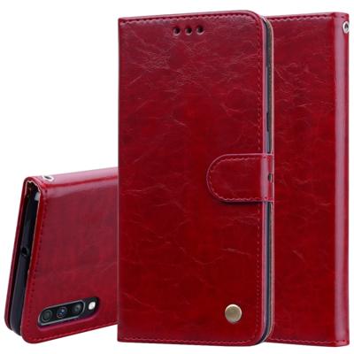 Business stijl olie Wax textuur horizontale Flip lederen case voor Galaxy A70 met houder & kaartsleuven & portemonnee (rood)