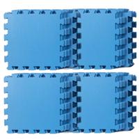 Puzzel speelmat foam tegels 30 x 30 cm blauw 36 stuks - thumbnail