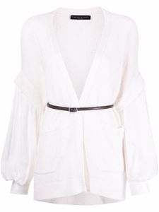 Fabiana Filippi cardigan brodé de sequins à manches bouffantes - Blanc