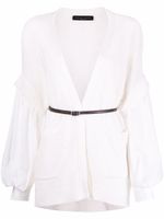 Fabiana Filippi cardigan brodé de sequins à manches bouffantes - Blanc