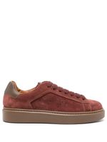 Doucal's lace-up suede sneakers - Rouge